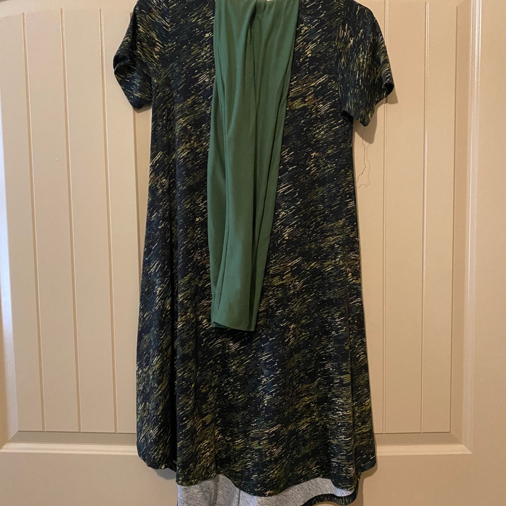 LULAROE Womens Dress Carly XXS matching leggings Camo Like Set
